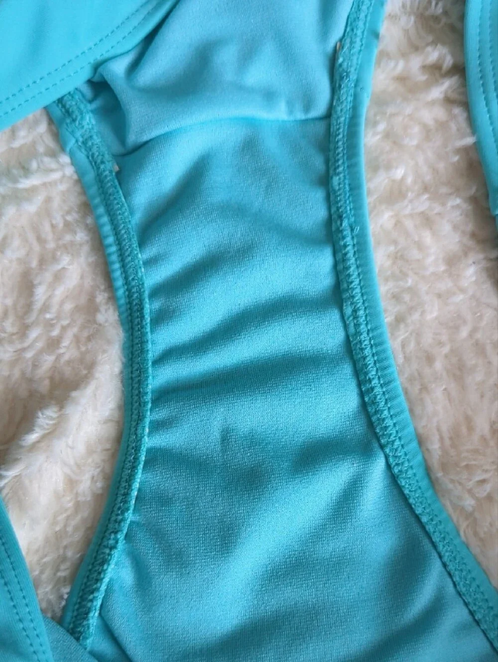 Striped Bandeau Swim Top and Aqua Bikini Bottom - Women Swim